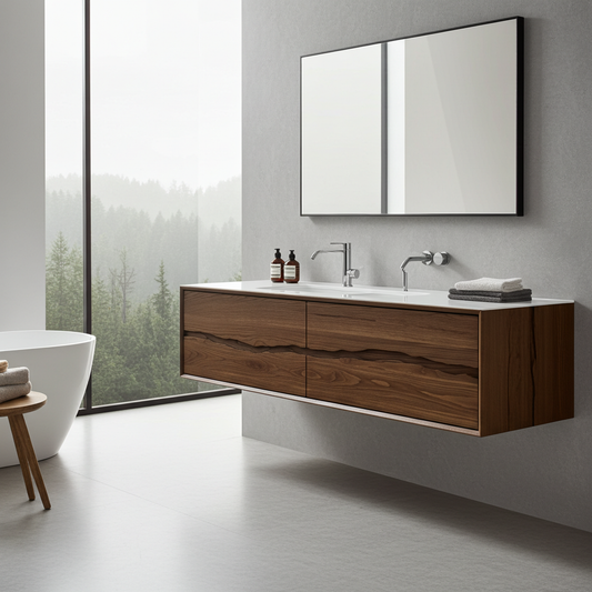 Vanderloc Ventura Four-Drawer Double Bath Floating Vanity With Integrated Countertop (Sink and Faucet Sold Separately)