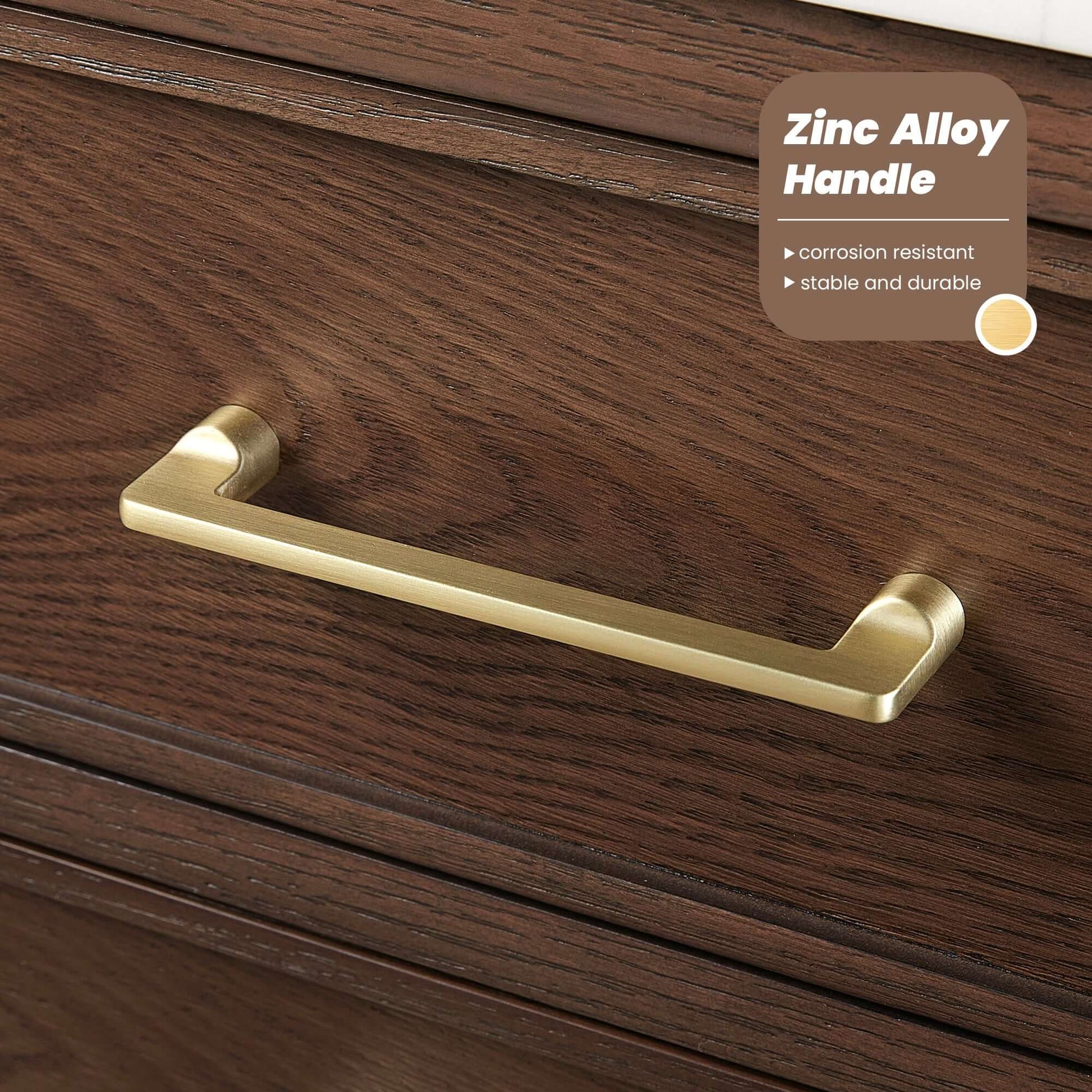 Close-up of a zinc alloy handle on the Vinnova, Jakarta 60" Freestanding Single Bath Vanity in Aged Dark Brown Oak.