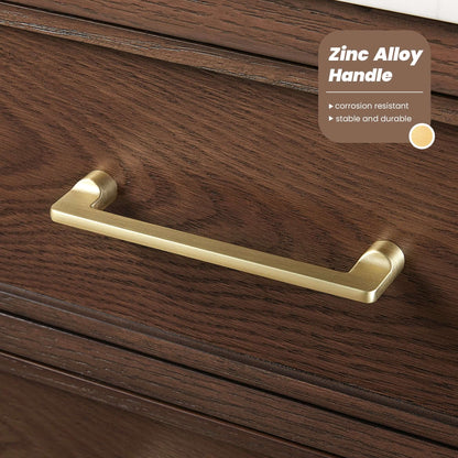 Zinc alloy handle on the Vinnova, Jakarta 36" Freestanding Single Bath Vanity in Aged Dark Brown Oak with Silk White Quartz Stone Top